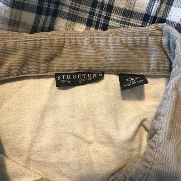 Structure blue and tan plaid long sleeve henley size XL - Picture 3 of 6